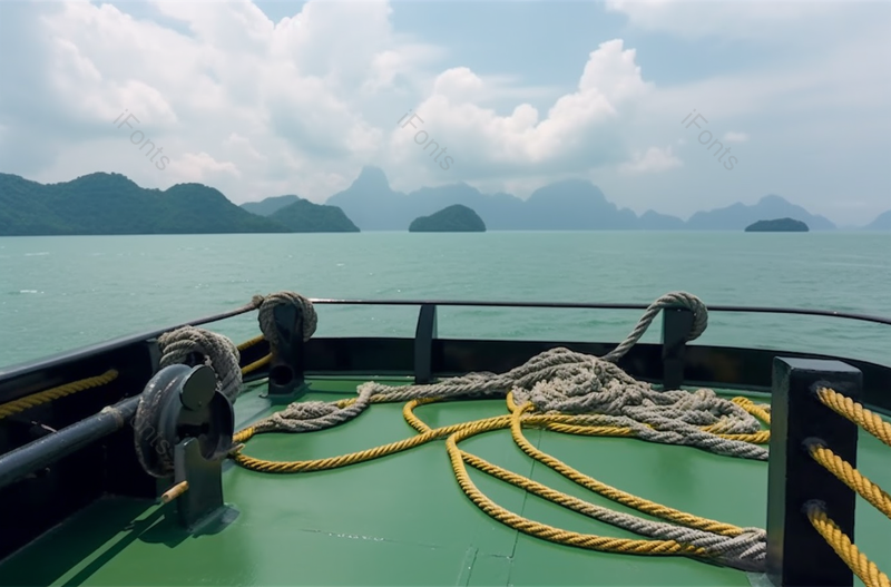 大海上带航海设备的绞车系在海上的绳索特写,高清,摄影图,摄影图片,图片大全,摄影图免费下载